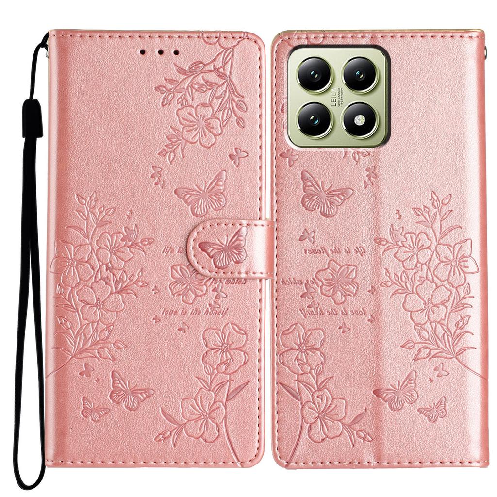 For Xiaomi 14T Wallet Phone Case Butterfly Floral Imprint Leather Flip Cover