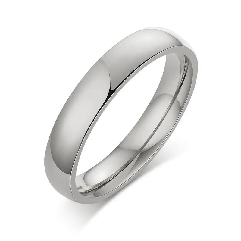 Simple 2/4/6/8mm Stainless Steel Wedding Rings Golden Smooth Women Men Couple Ring  Jewelry