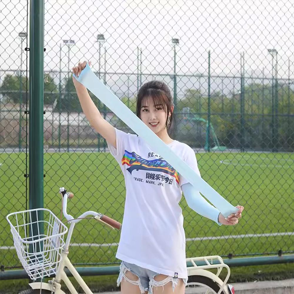 1Pair Summer Ice Silk Long Sleeve Sun Protection Athletic Gloves Driving Sleeves Fishnet Sun Protection UV Elastic Arm Protection