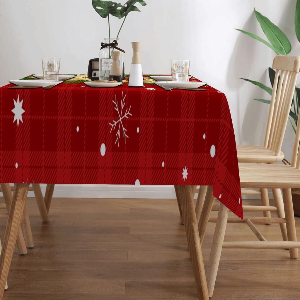 Christmas Holly Berry Rectangle Tablecloth Holiday Party Decor Reusable Tablecloth For Table Party Supplies Christmas Decoration