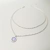 European & American Double Layer Evil Eye Pendant Necklace - Trendy Alloy Retro Chain for Women