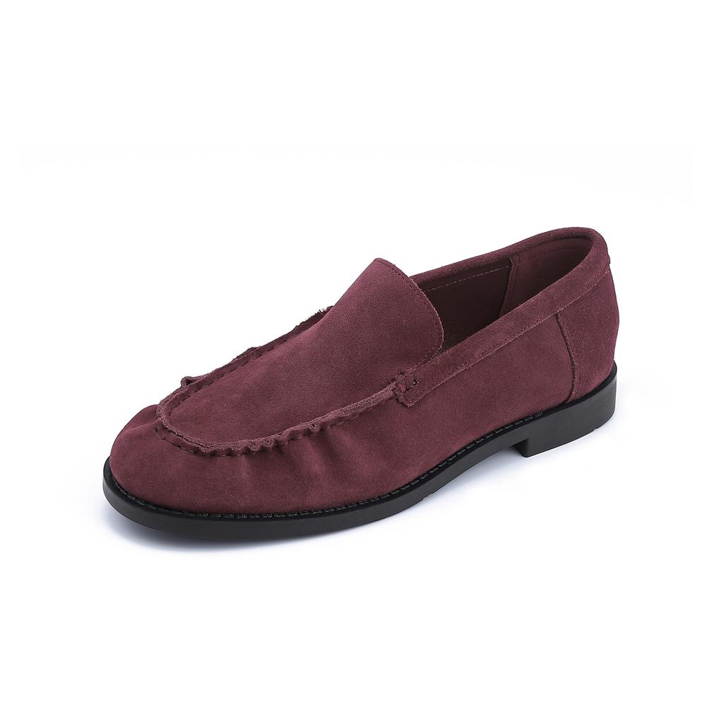 Grape mother autumn and winter new small leather shoes women's wear high-end thick-soled casual shoes pleated Korean version loafers