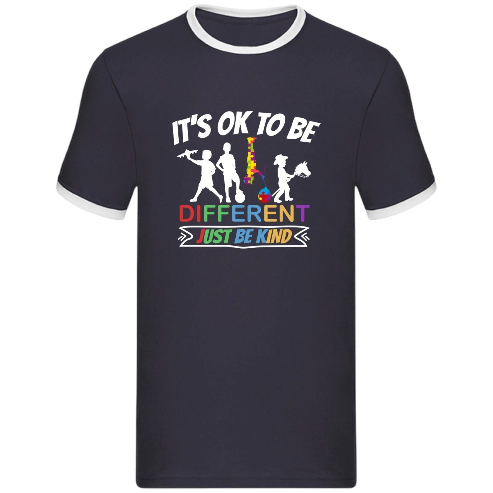 Autism Awareness Ringer T-Shirt It s OK To Be Different Just Be Kind Ringer Top S