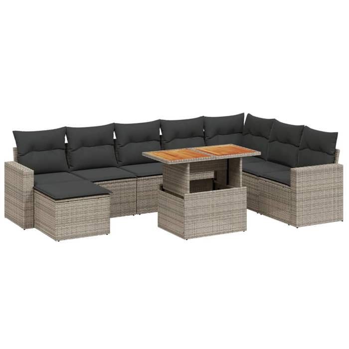 VidaXL Garden Lounge Set with Cushions 9 Pcs, Patio Sofas, Patio Furniture Set, Outdoor Furniture, Grey 3271452