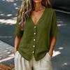 Women's Short Sleeve Button Down Shirt Color Casual Blouse for Everyday Wear