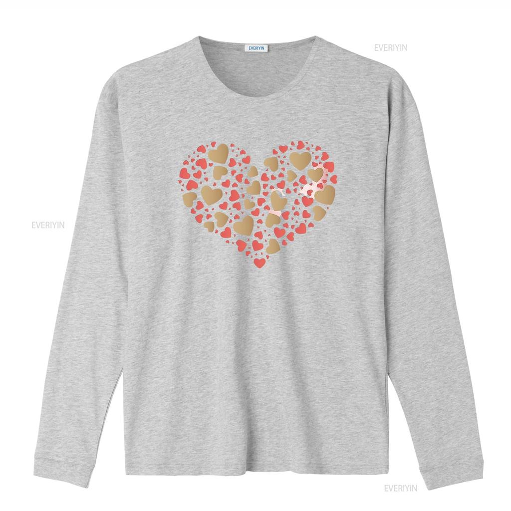 Autumn And Winter Round Neck d Pullover Solid Color Love Print Sweats Women Petite T Shirt Black vintage Washed Stretched