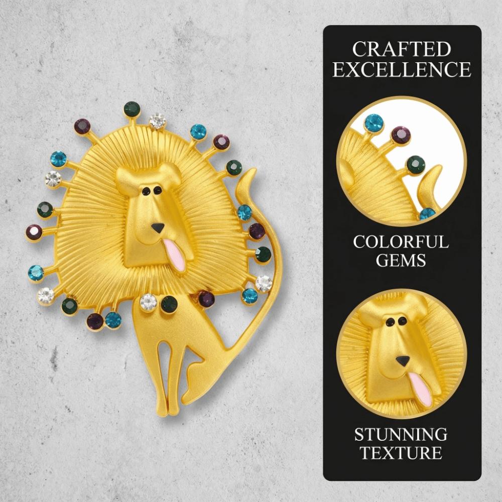 Irregular Lion Rhinestone Brooch Vintage Glaze Badge Pin Fashion Jewelry Suit Accessories  Male