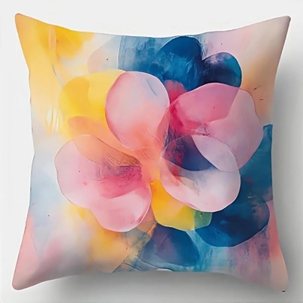 Colorful Floral Pillowcase For Homesuitable For Sofa Car Bedroom Decorative Cushion Cover Pillow Cover