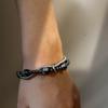 Gaga Men's Double Layer Snake Chain Bracelet with Snowflake Stone Beads