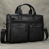 Men's leather briefcase business man's bag top layer cowhide  lawyer's computer bag Men's style large 15.6 laptop bag with strap