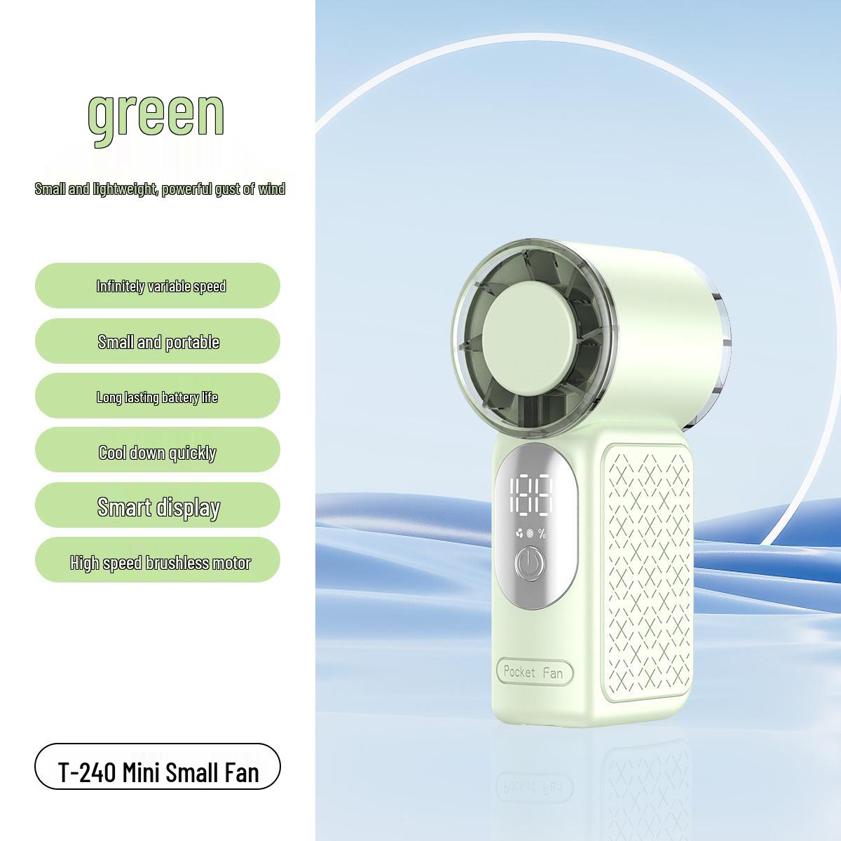 T240Mini Pocket High-Speed USB Fan with Smart Display - Compact Turbine Handheld for Students
