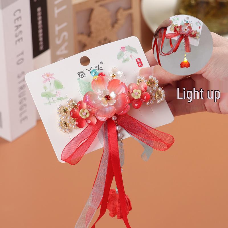 Elegant Hanfu-Inspired Hair Clip: Pearl Tassel Flower Design for Kids