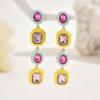 Fashion style women's earrings niche colorful drip oil design diamond stud earrings versatile high-end feeling earrings