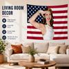 Lana Del Rey Patriotic American Flag Tapestry, Salute Woman Wall Hanging, Peach Beige Decor For Bedroom, Dorm & Party