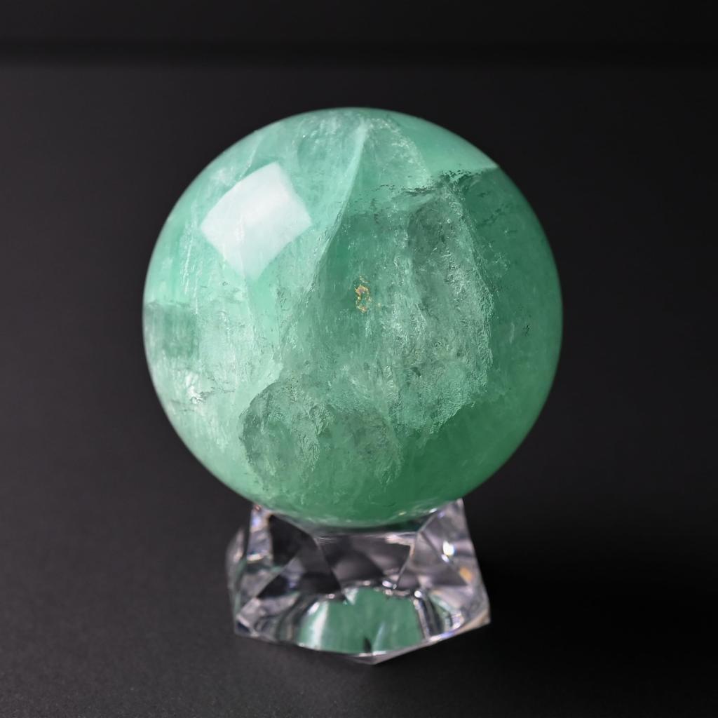 Eigado Fluorite for Study Academic and Power Stone Amulet Sphere, 63mm, 420g, Luck, Ability, Knowledge,
