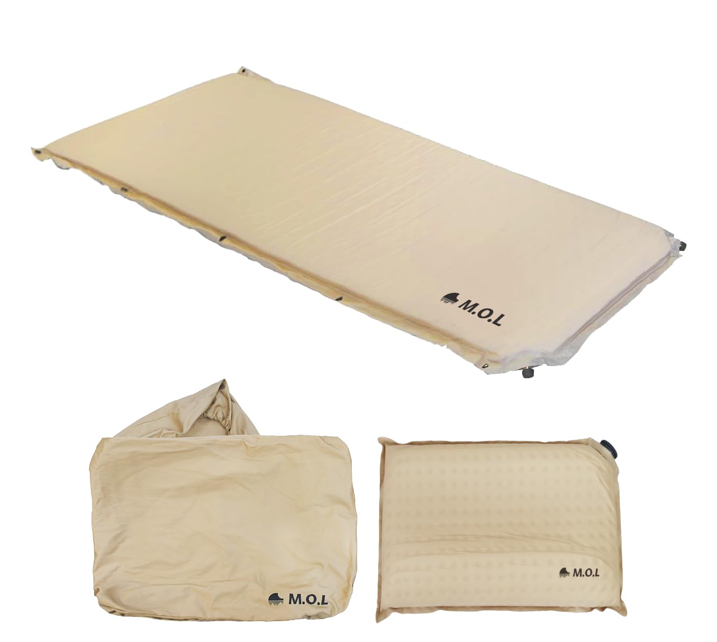 

Extra Thick Inflatable Mat S with Cover and Pillow M.O.L (Sand) MOL-G210