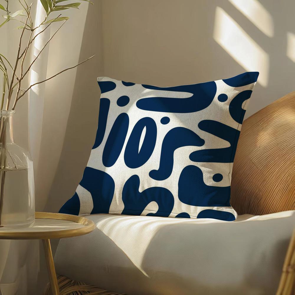 Decorative Blue Geometry Pillow Case Pillowcase Doublesided Printed Sofa Cushion Bedroom Headboard