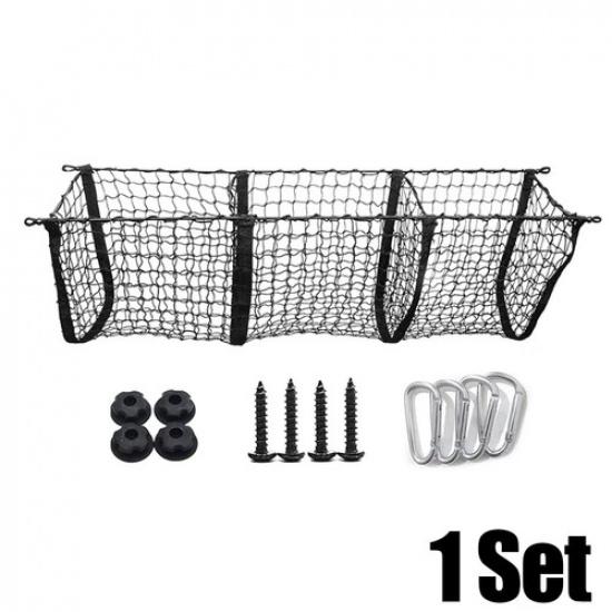Car Three-pockets Cargo Net Trunk Bed Organizer Mesh Storage Bag Accessories