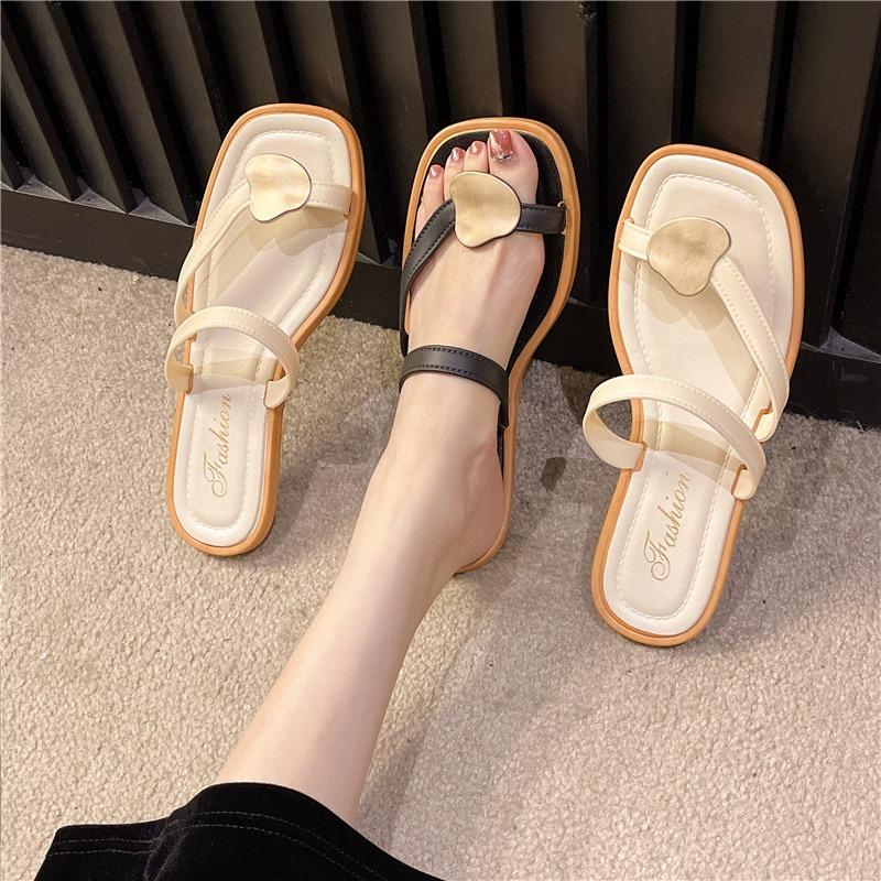 New high-value outer wear cover toe slippers women's summer fashion versatile flat bottom vacation leisure