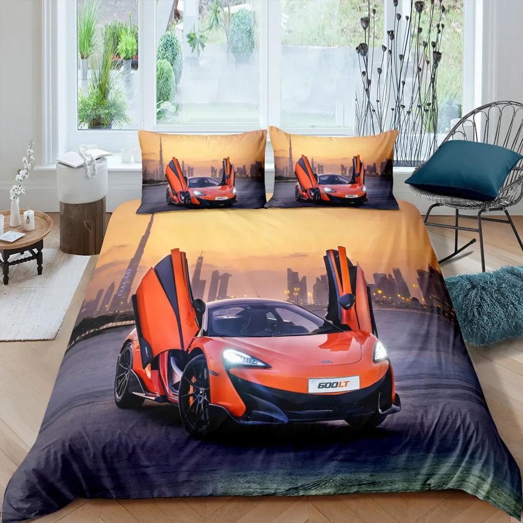 Bedding Set 2/3pcs 3D Racing Car Print Duvet Cover Set Polyester Quilt Cover Pillowcase Single Queen Twin King Size for Boys Men