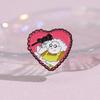 Red Heart Charming Shaped Metal Brooch Creative Cartoon Pin For Couples And Friends