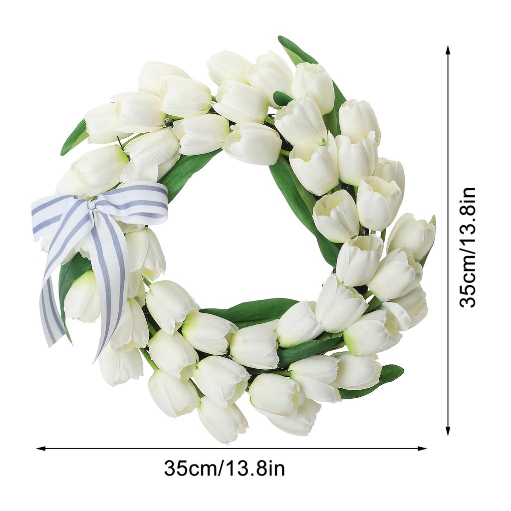 Artificial Flowers Tulip Wreath White Spring In The Summer Wedding Decoration Wall Hanging Home Party Simulation Garland