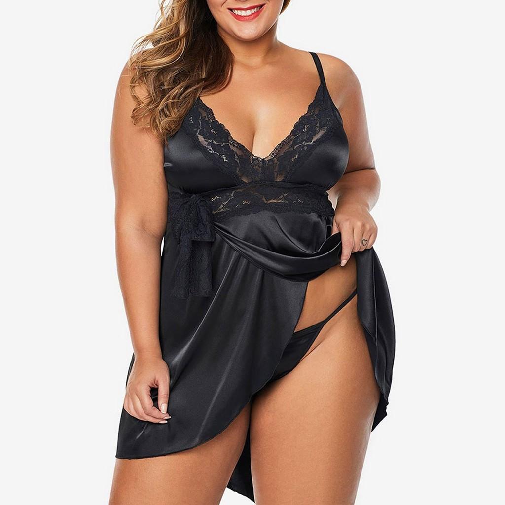 Women Lingerie Lace Underwire Racy Muslin Sleepwear Underwear Nightdress+Briefs