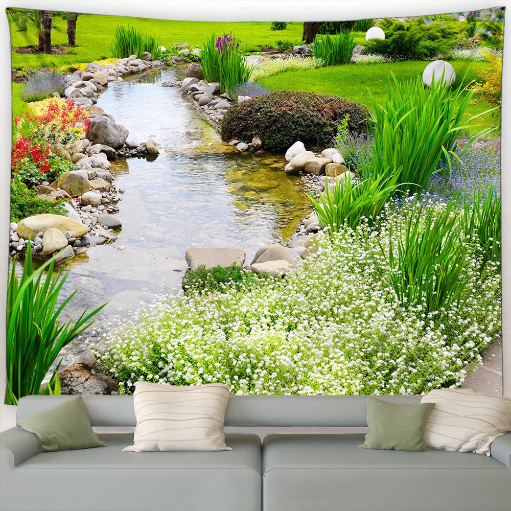 

Натуральный цветок, растение, водопад, пейзаж, современный сад, настенный гобелен, украшение для гостиной, весенний парк, пейзаж, гобелен 230x180cm