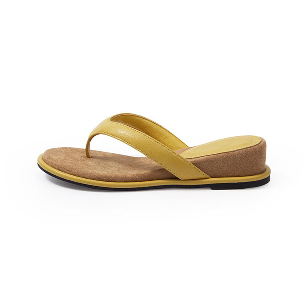 French Slope Heel Flip-Flops Women'S Summer Outer Wear Holiday Style Beach Sandals Flat Bottom Heightening Toe Sandals With Skirt