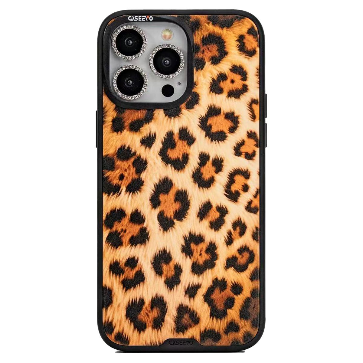 

CASEEVO For iPhone 16 Pro Case Compatible with MagSafe TPU Acrylic Phone Cover with Detachable Leopard Backplate Brown
