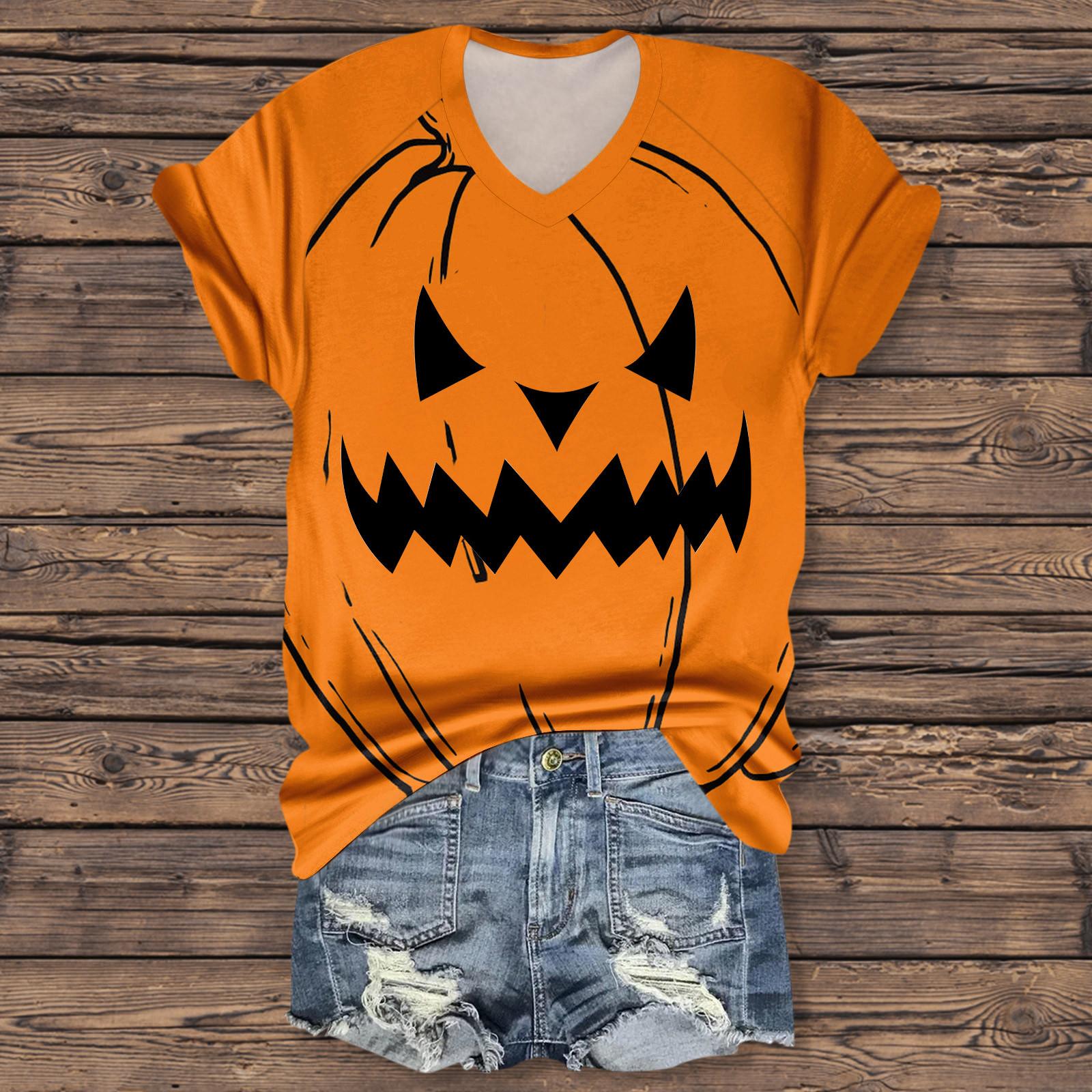 

Женская мода повседневная рубашка с рукавом три четверти и принтом букв на Хэллоуин XXL