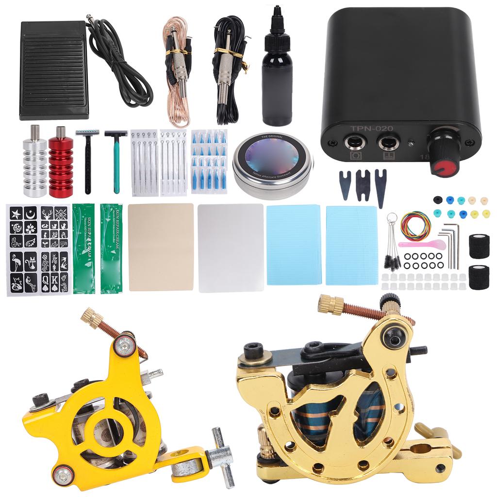 Coil Tattoo Machine Kit Clip Foot Pedal Tattoo Grip Needle Clip Cord Beginner Tattoo Tool Set
