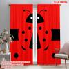 2pcs,2D Plane Printing Contemporary Curtains Ladybug Pattern Versatile Polyester Fabric (without Rod) Room Decor Ldeal for