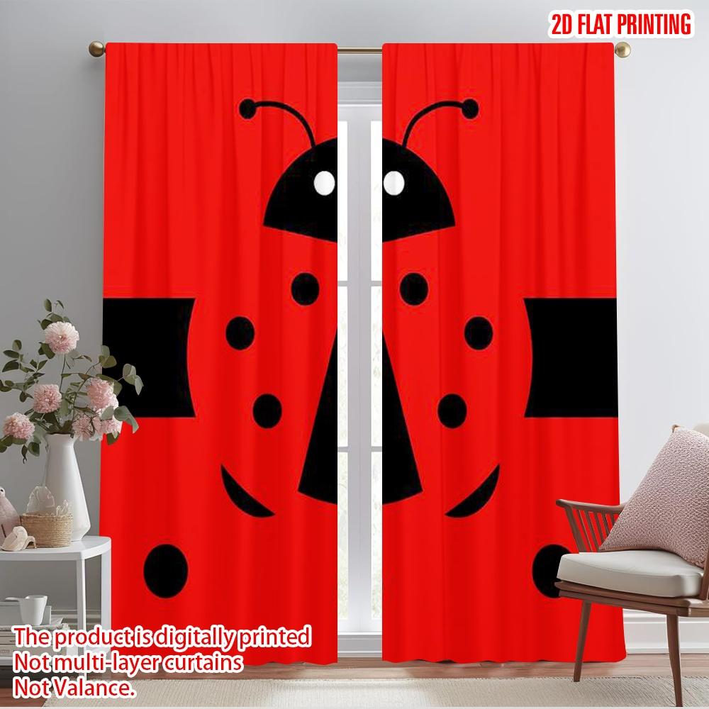 

2pcs,2D plane printing Contemporary Curtains Ladybug Pattern Versatile Polyester Fabric (without rod) Room Decor Ldeal for 52.50×116.00 CM 2pcs