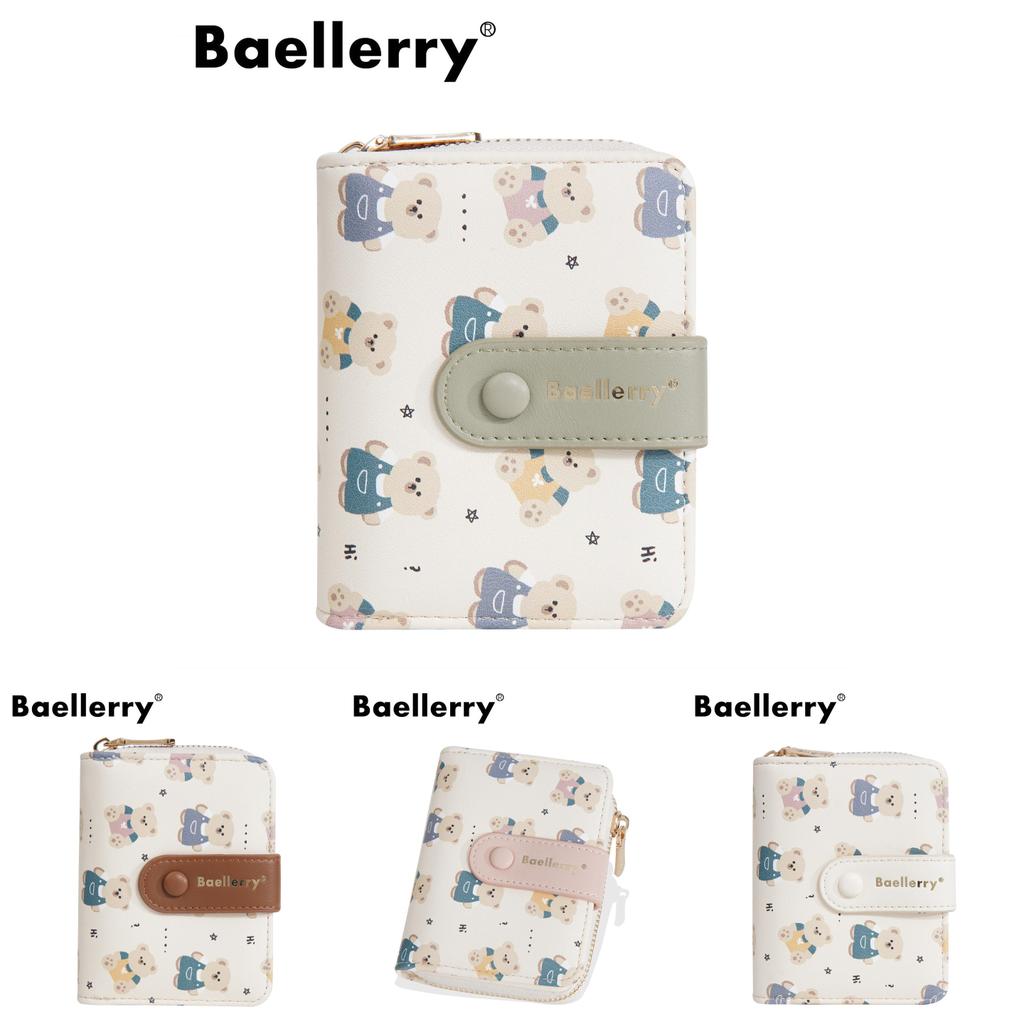 Cute Bear Wallet Pu Leather Small Coin Purse With Cartoon Bear Print And Two Fold Design