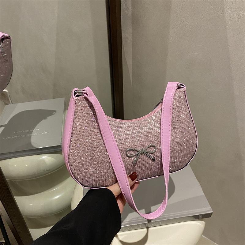 Casual bow decoration women 2025 spring and summer new French fashion texture retro style underarm shoulder bag bag