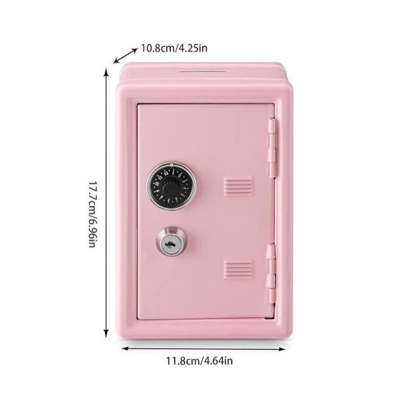 Mini Metal Piggy Bank with Password Combination Lock & Key Portable Small Money Safe for Kids Student Dorm Storage Use