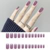 24Pcs Short Matte Ash Purple Press On Nails Full Cover Fake Nails Removable Acrylic Nail Art Decoration