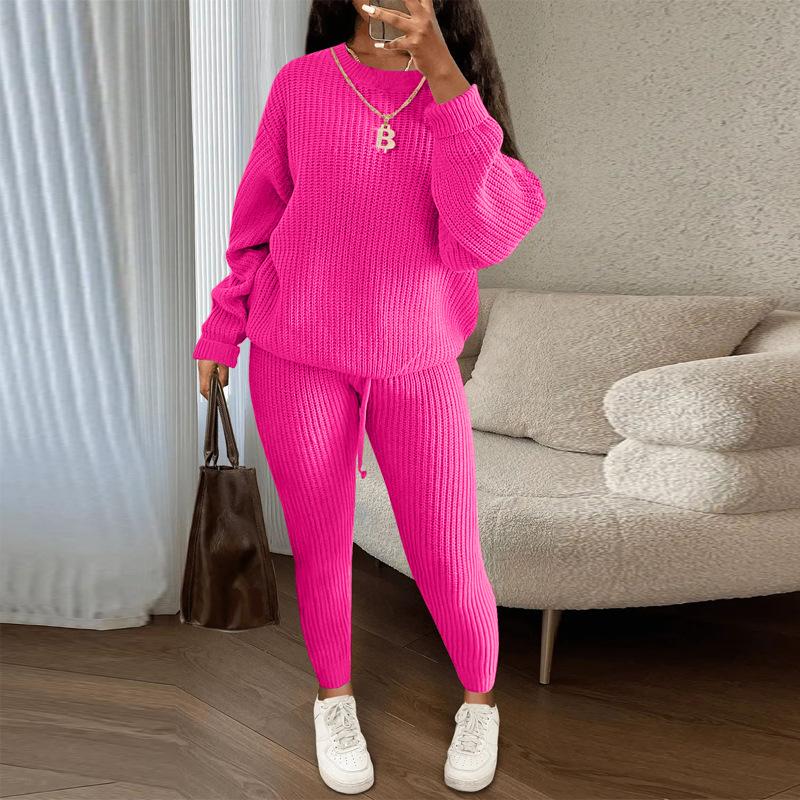 Fashion Casual Knitted Suit Trousers Suit Women's Sweater Suit Plus Size