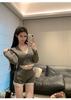 2024 Early Autumn Retro Lace Trim High Waist Knit Shorts - Slimming Gray Women's Fashion