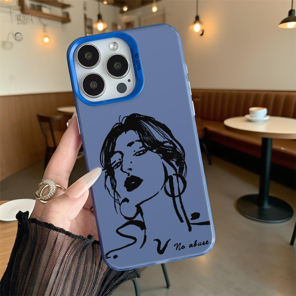 Ink Sketch of Woman Hard Phone Case for Iphone 16 15 14 13 12 11 Pro Max Mini Shockproof Anti-Scratch Protective Cover
