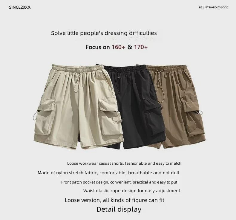 Short de travail japonais léger pour homme - Coupe ample et décontractée, idéale pour l'été, avec grandes poches