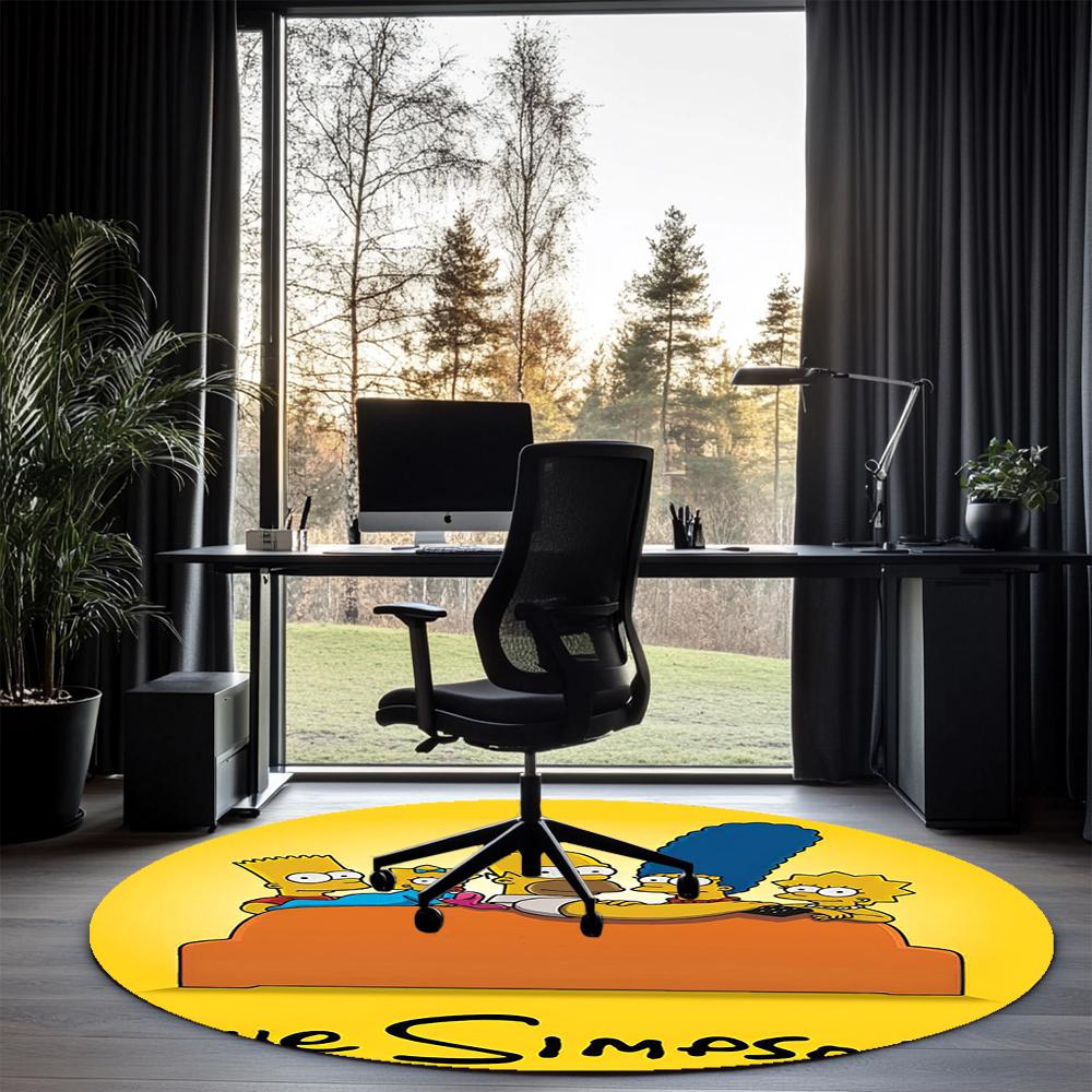 THE SIMPSONS Printed Round Rug Carpet Chair Rug Area Rug Entryway Doormats,for Office Chair Living Room Bedroom Kitchen Room.