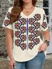 Ethnische Stil Blumen T-Shirts 3D Druck Sommer Damen V-Ausschnitt Kurzarm T-Shirt Y2k Harajuku Tees Lässige Oberteile Damenbekleidung