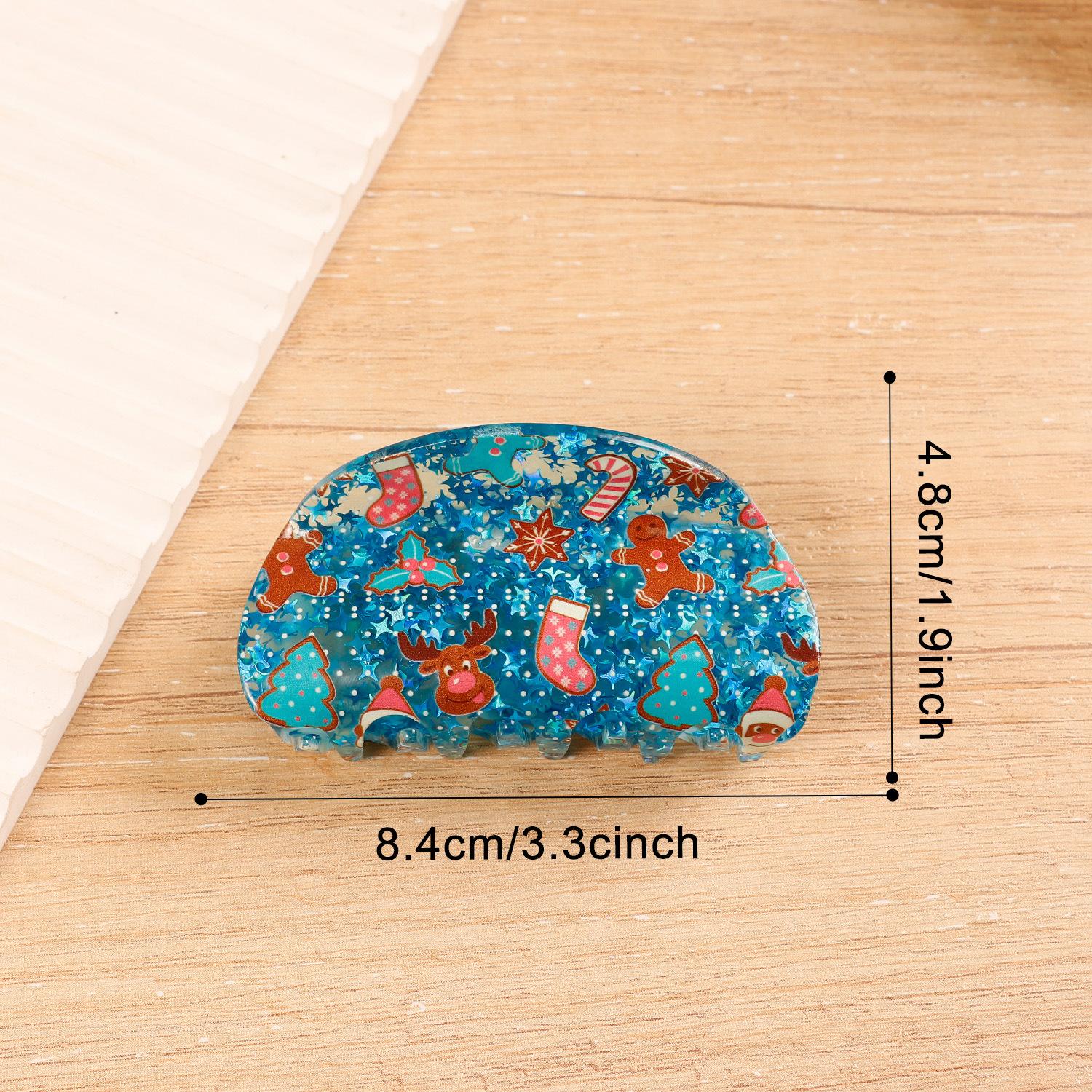 

Christmas Half Round Grabbing Santa Claus Snowflake Pentagram Sparkling Hair Clip Shark Clip Women s Hair Accessories