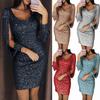 Cocktail Sequins Slim Dress Midi Party Dress Women Bodycon Dresses Ladies Sexy Tassels Dress
