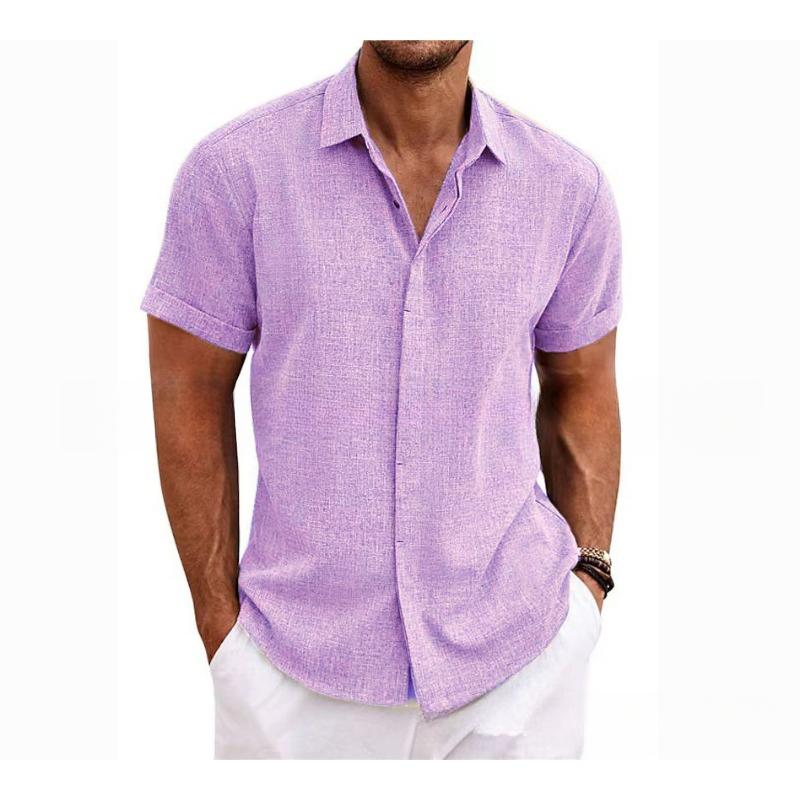 Casual Loose Solid Color Top Men's Short Sleeved Shirts