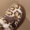 2025 Autumn and Winter New Leopard Print Bag Head Half Slippers Women's Thick Bottom Home Lazy Warm Versatile Outer Wear Mao Mao Shoes Tide