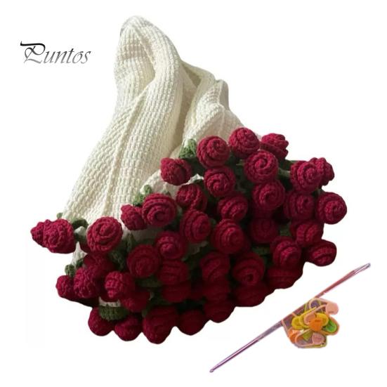 Bouquet Blanket Crocheting Kit DIY Flowers Blanket Set Crocheted Floral Blanket Craft Kit Gift for Loved Ones Couch Sofa Bed Use