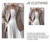 Women Blazer Plaid Coat New Notched Collar Business Suits Work Office Ladies Suit Jacket Casual Vintage Blazers
